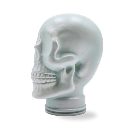 Glas KOPFHÖRERSTÄNDER TOTENKOPF| 26cm Glaskopf Skulptur | Farbe: M02 weiss