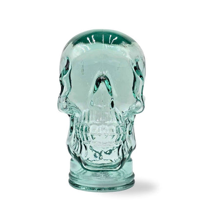 Glas KOPFHÖRERSTÄNDER TOTENKOPF| 26cm Glaskopf Skulptur | Farbe: T01 klar