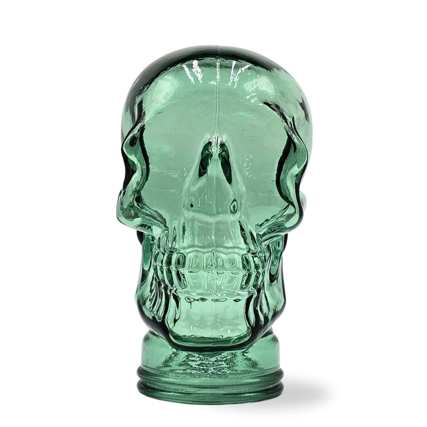 Glas KOPFHÖRERSTÄNDER TOTENKOPF| 26cm Glaskopf Skulptur | Farbe: T03 grün