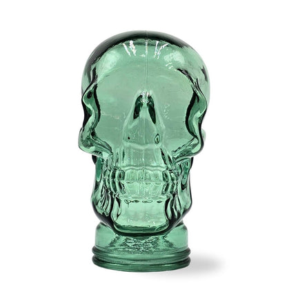 Glas KOPFHÖRERSTÄNDER TOTENKOPF| 26cm Glaskopf Skulptur | Farbe: T03 grün
