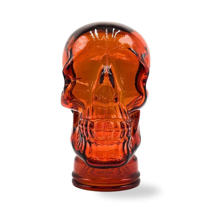 Glas KOPFHÖRERSTÄNDER TOTENKOPF| 26cm Glaskopf Skulptur | Farbe: T04 hot orange