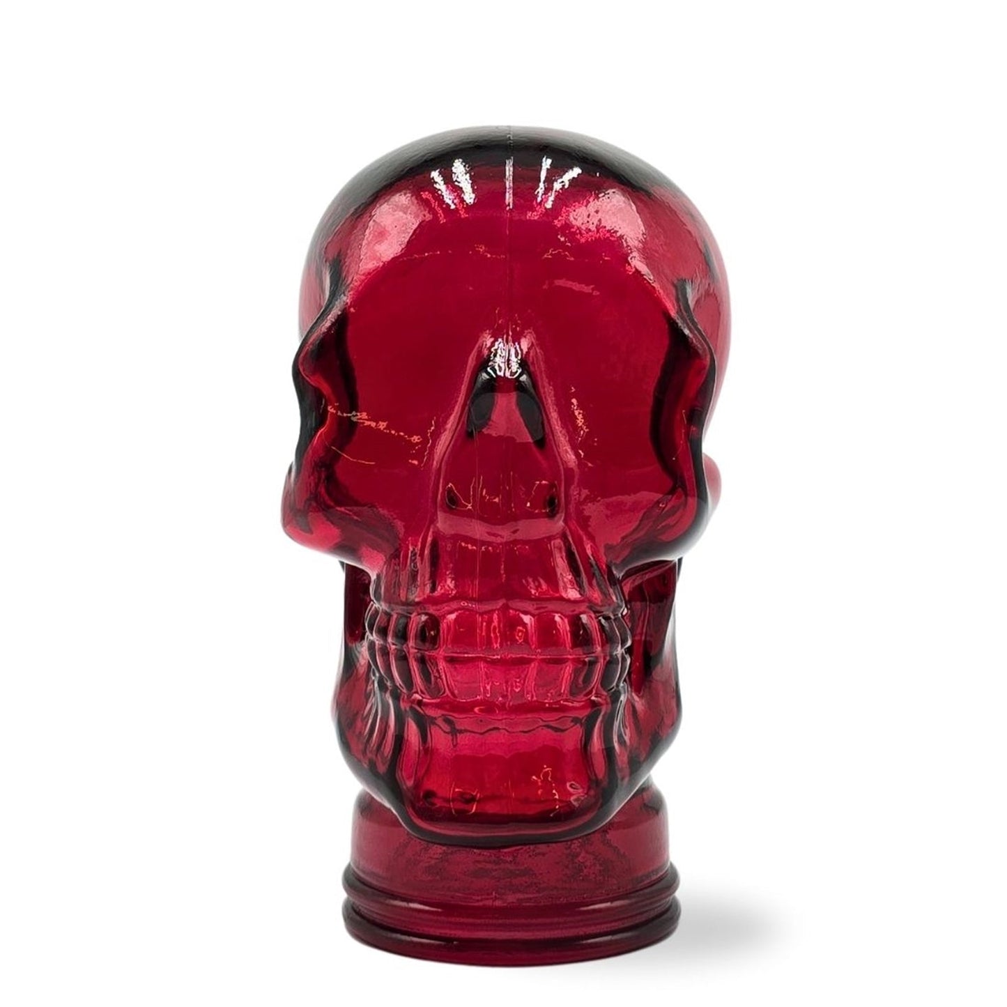 Glas KOPFHÖRERSTÄNDER TOTENKOPF| 26cm Glaskopf Skulptur | Farbe: T12 rot