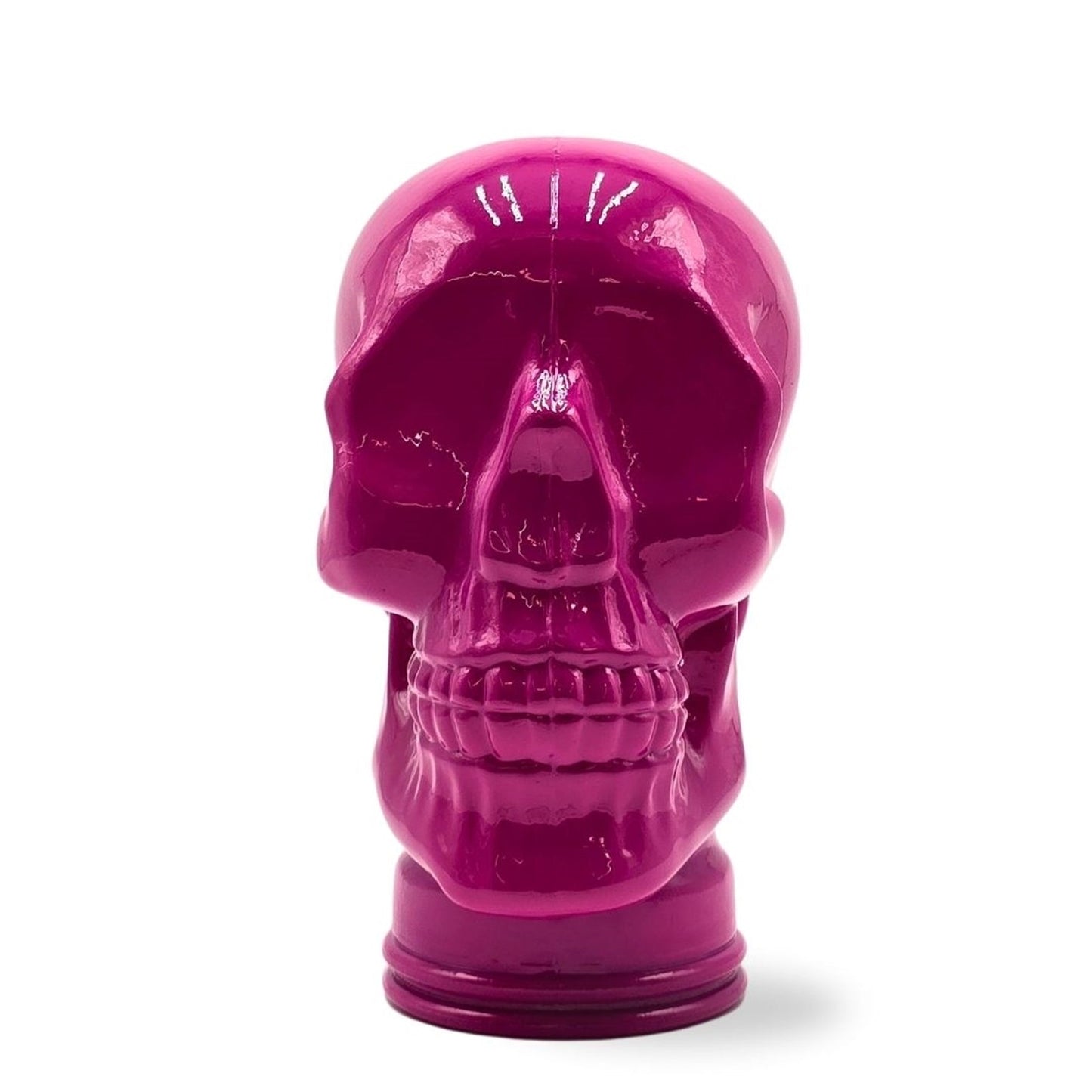 Glas KOPFHÖRERSTÄNDER TOTENKOPF| 26cm Glaskopf Skulptur | Farbe: OP2 pink