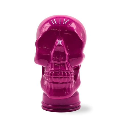 Glas KOPFHÖRERSTÄNDER TOTENKOPF| 26cm Glaskopf Skulptur | Farbe: OP2 pink