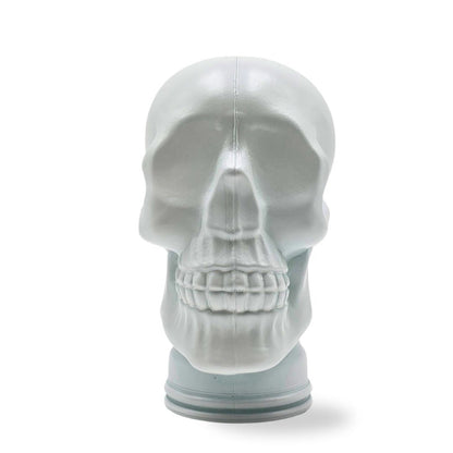 Glas KOPFHÖRERSTÄNDER TOTENKOPF| 26cm Glaskopf Skulptur | Farbe: M02 weiss