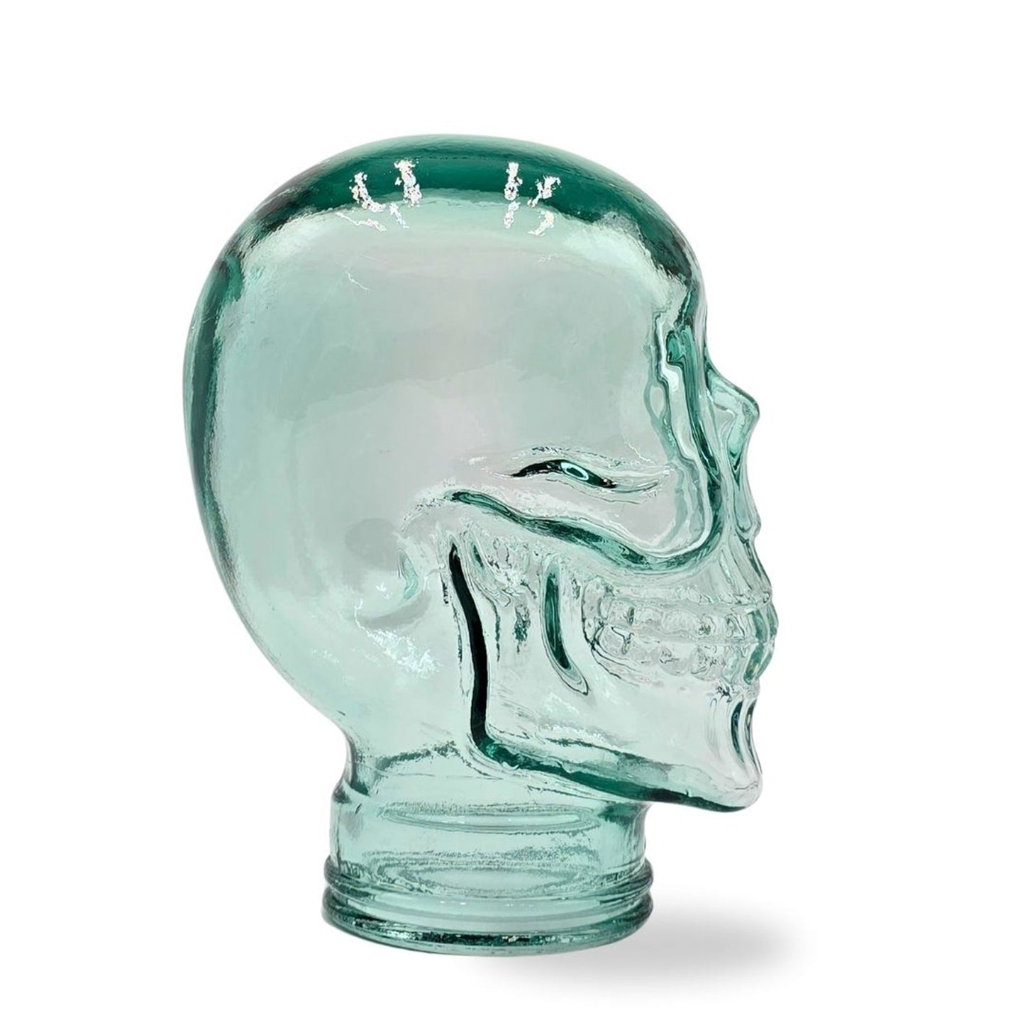 Glas KOPFHÖRERSTÄNDER TOTENKOPF| 26cm Glaskopf Skulptur | Farbe: T01 klar