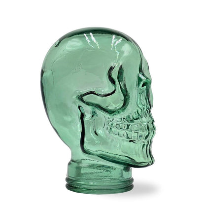 Glas KOPFHÖRERSTÄNDER TOTENKOPF| 26cm Glaskopf Skulptur | Farbe: T03 grün