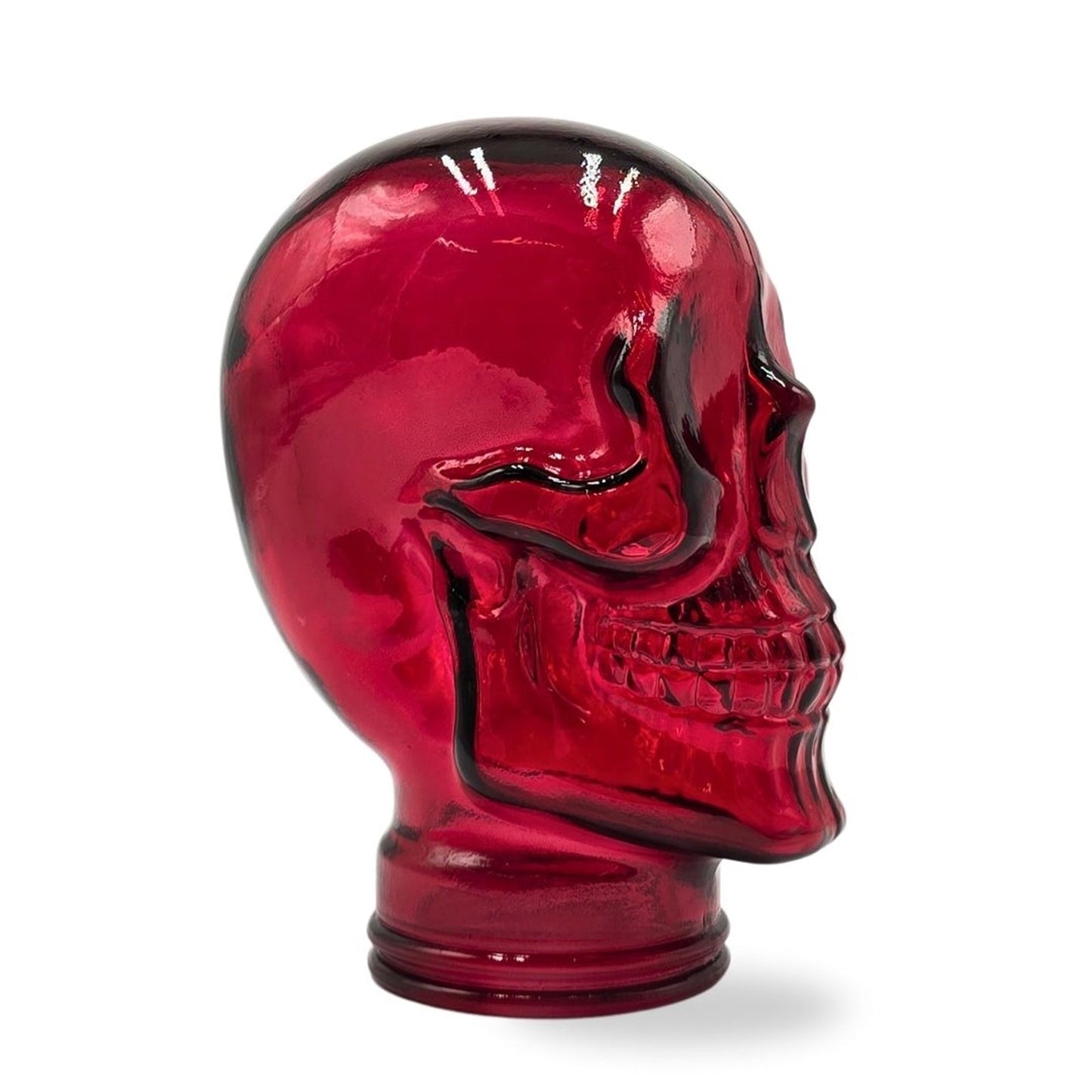 Glas KOPFHÖRERSTÄNDER TOTENKOPF| 26cm Glaskopf Skulptur | Farbe: T12 rot