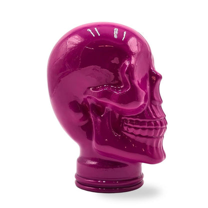 Glas KOPFHÖRERSTÄNDER TOTENKOPF| 26cm Glaskopf Skulptur | Farbe: OP2 pink