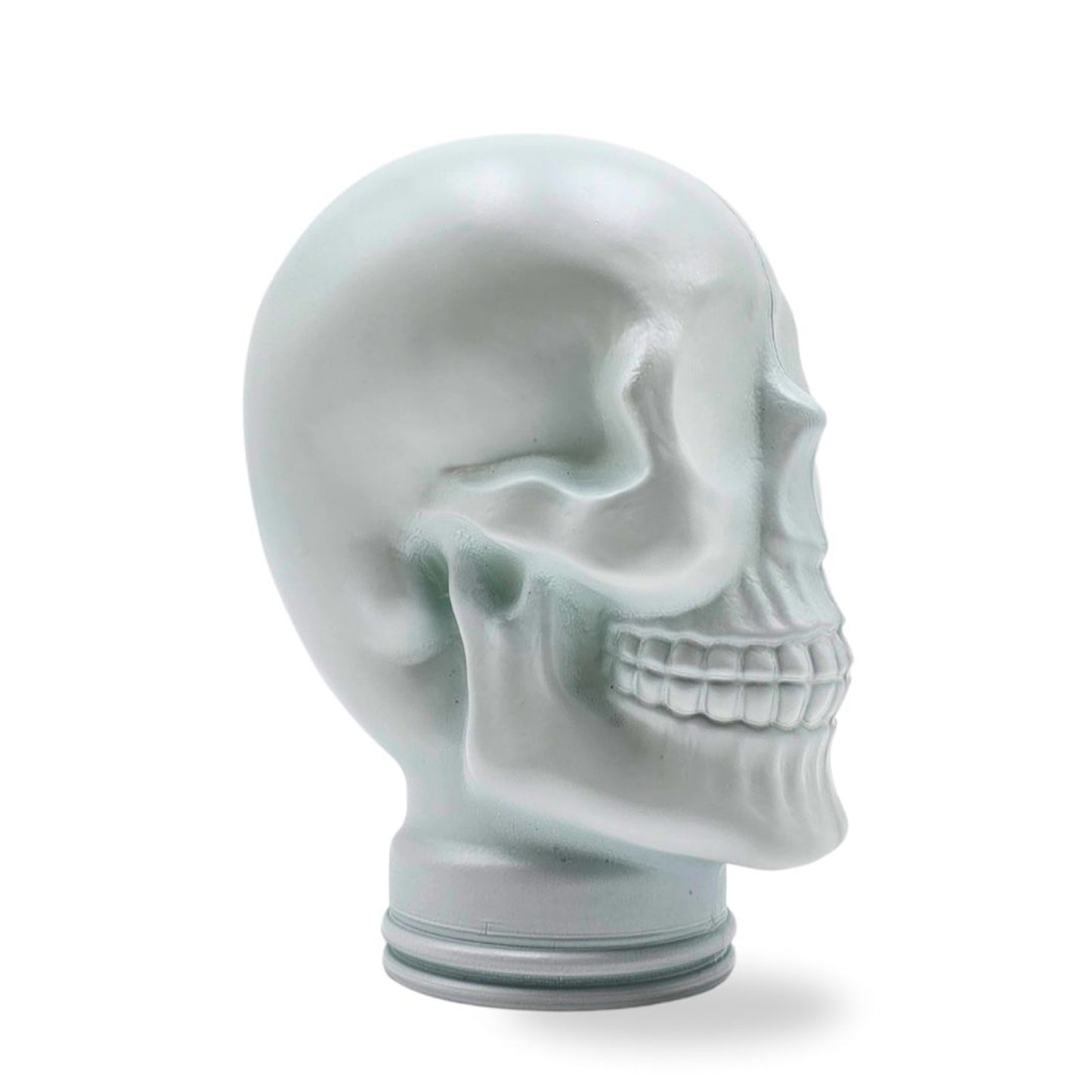 Glas KOPFHÖRERSTÄNDER TOTENKOPF| 26cm Glaskopf Skulptur | Farbe: M02 weiss