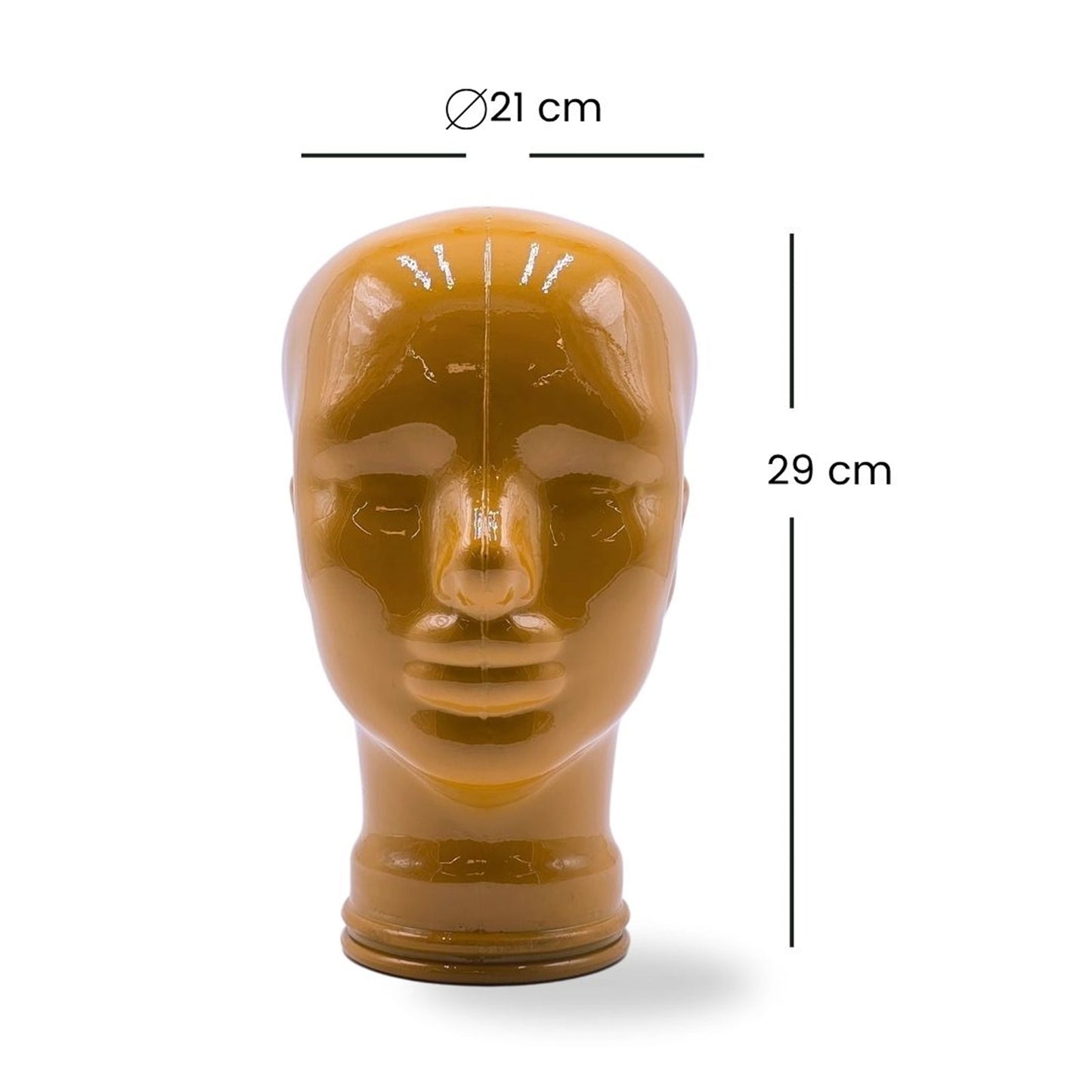 Glas KOPFHÖRERSTÄNDER voll Glanz + matt | 29cm Glaskopf Skulptur | Farbe: OP1 gelb