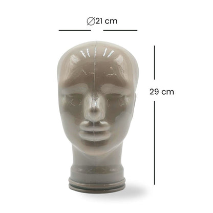 Glas KOPFHÖRERSTÄNDER voll Glanz + matt | 29cm Glaskopf Skulptur | Farbe: OP3 hellgrau