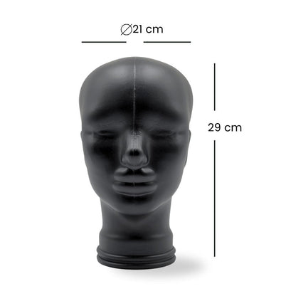Glas KOPFHÖRERSTÄNDER voll Glanz + matt | 29cm Glaskopf Skulptur | Farbe: M01 schwarz