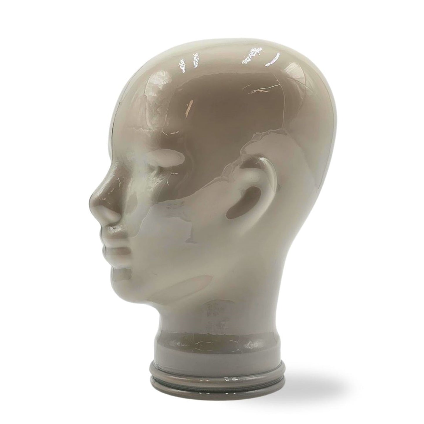 Glas KOPFHÖRERSTÄNDER voll Glanz + matt | 29cm Glaskopf Skulptur | Farbe: OP3 hellgrau