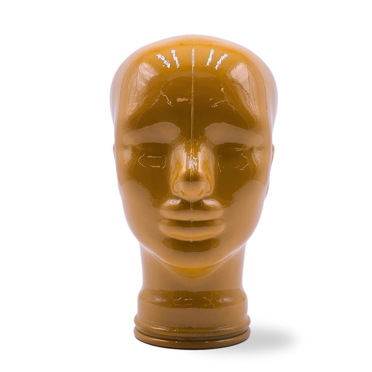 Glas KOPFHÖRERSTÄNDER voll Glanz + matt | 29cm Glaskopf Skulptur | Farbe: OP1 gelb