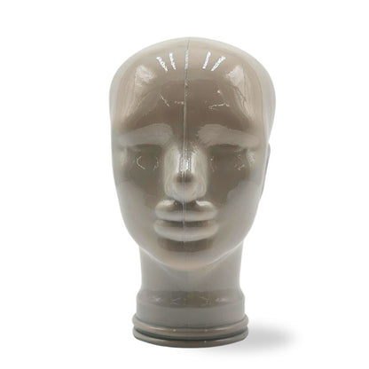 Glas KOPFHÖRERSTÄNDER voll Glanz + matt | 29cm Glaskopf Skulptur | Farbe: OP3 hellgrau