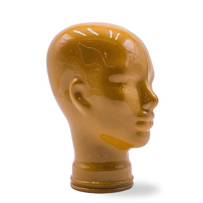 Glas KOPFHÖRERSTÄNDER voll Glanz + matt | 29cm Glaskopf Skulptur | Farbe: OP1 gelb