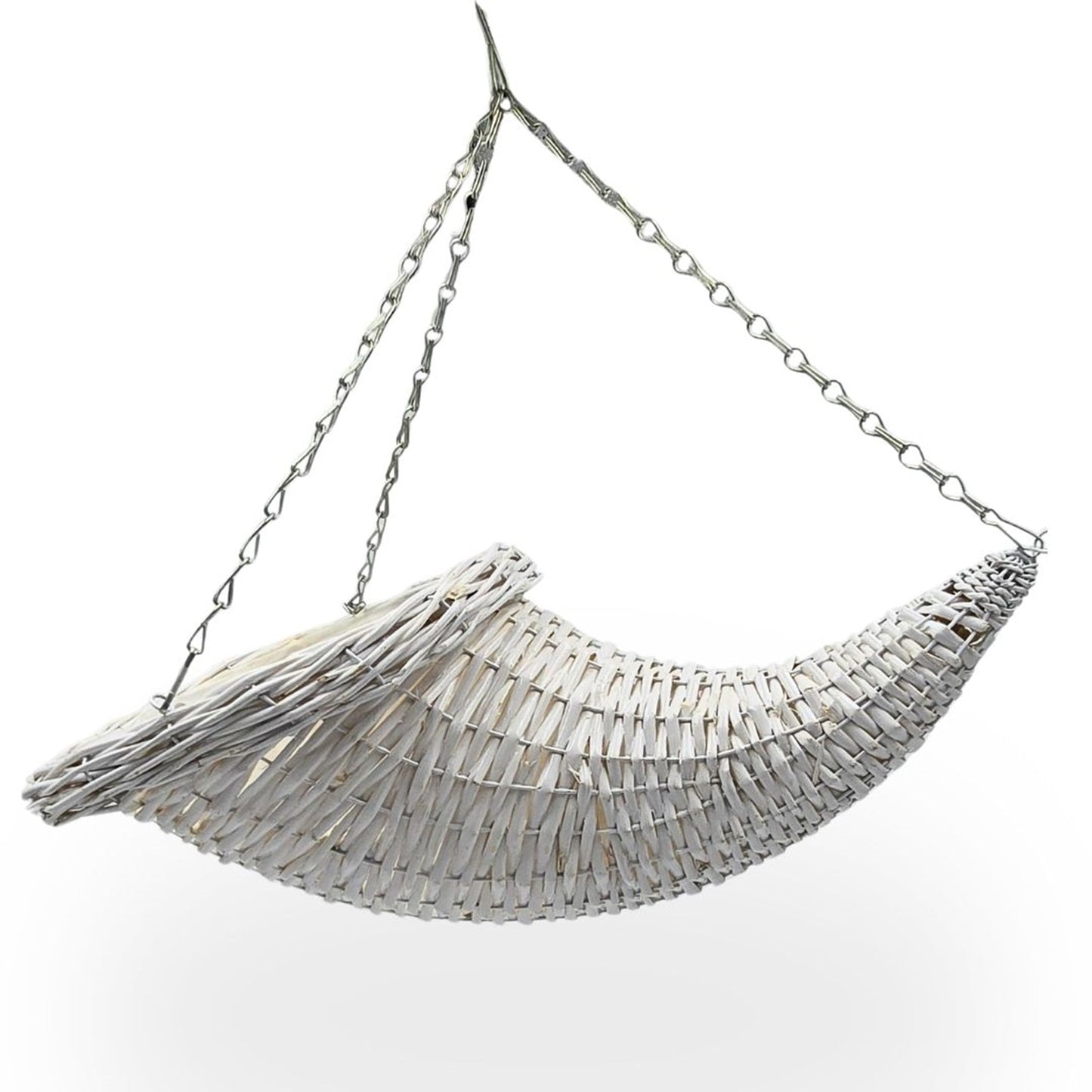 BLUMENAMPEL "FÜLLHORN" | 2er Set, Rattan | handgefertigt Korbgeflecht | Farbe: weiß