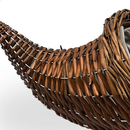 BLUMENAMPEL "FÜLLHORN" | 2er Set, Rattan | handgefertigt Korbgeflecht | Farbe: braun