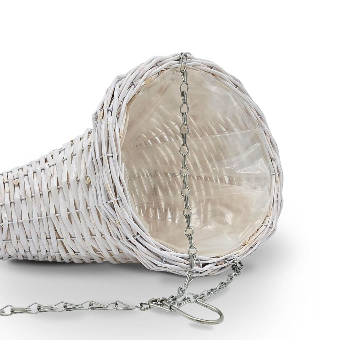 BLUMENAMPEL "FÜLLHORN" | 2er Set, Rattan | handgefertigt Korbgeflecht | Farbe: weiß