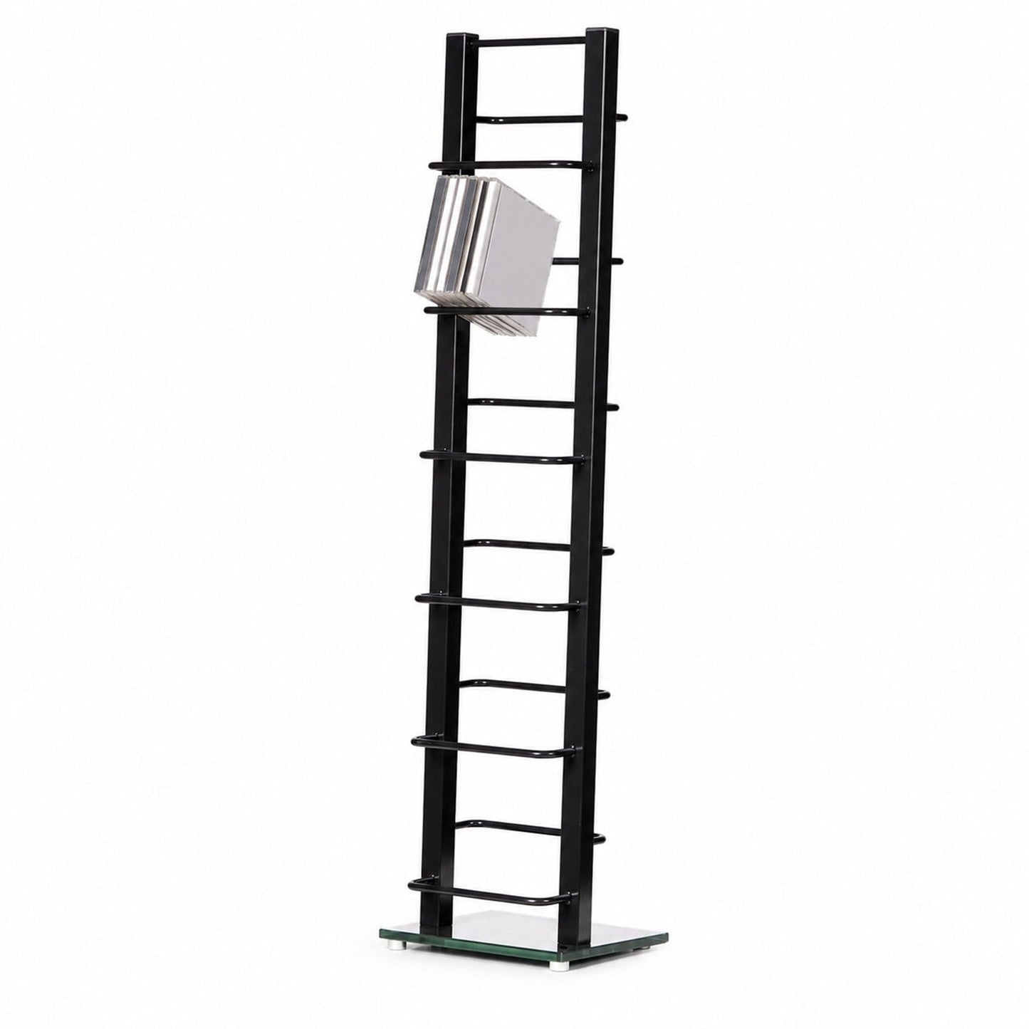 DESIGN CD STÄNDER "TOWER" | schwarz, 92 cm, Metall | für 85 CDs