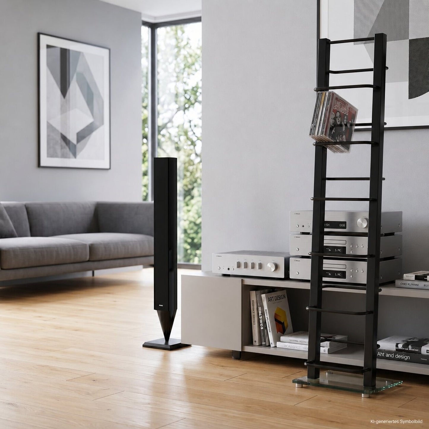 DESIGN CD STÄNDER "TOWER" | schwarz, 92 cm, Metall | für 85 CDs