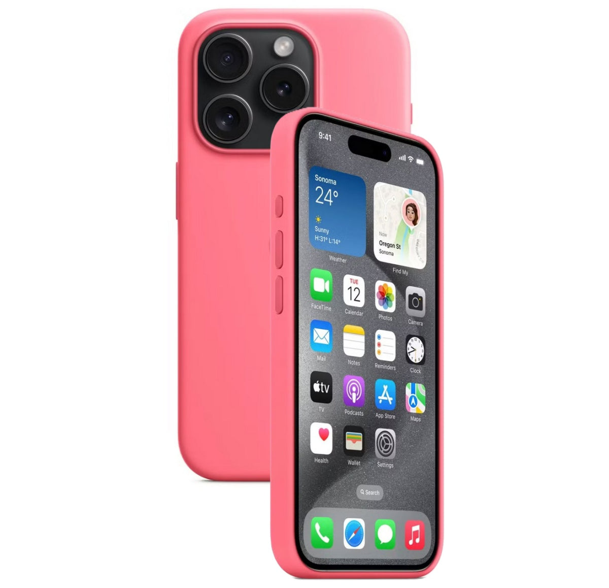 Silikon Tasche Case für Apple iPhone 15 Pro Rosa, Guava MagSafe Model A3942 #MPTJ3FE/A