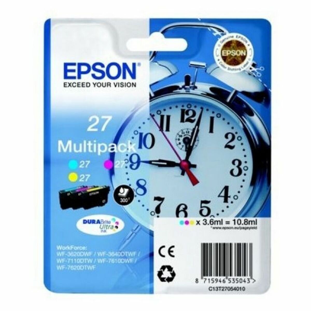 Original Tintenpatrone Epson C13T27054012 Dreifarbig Gelb Schwarz Türkis Magenta Zyanblau/Magenta/Gelb