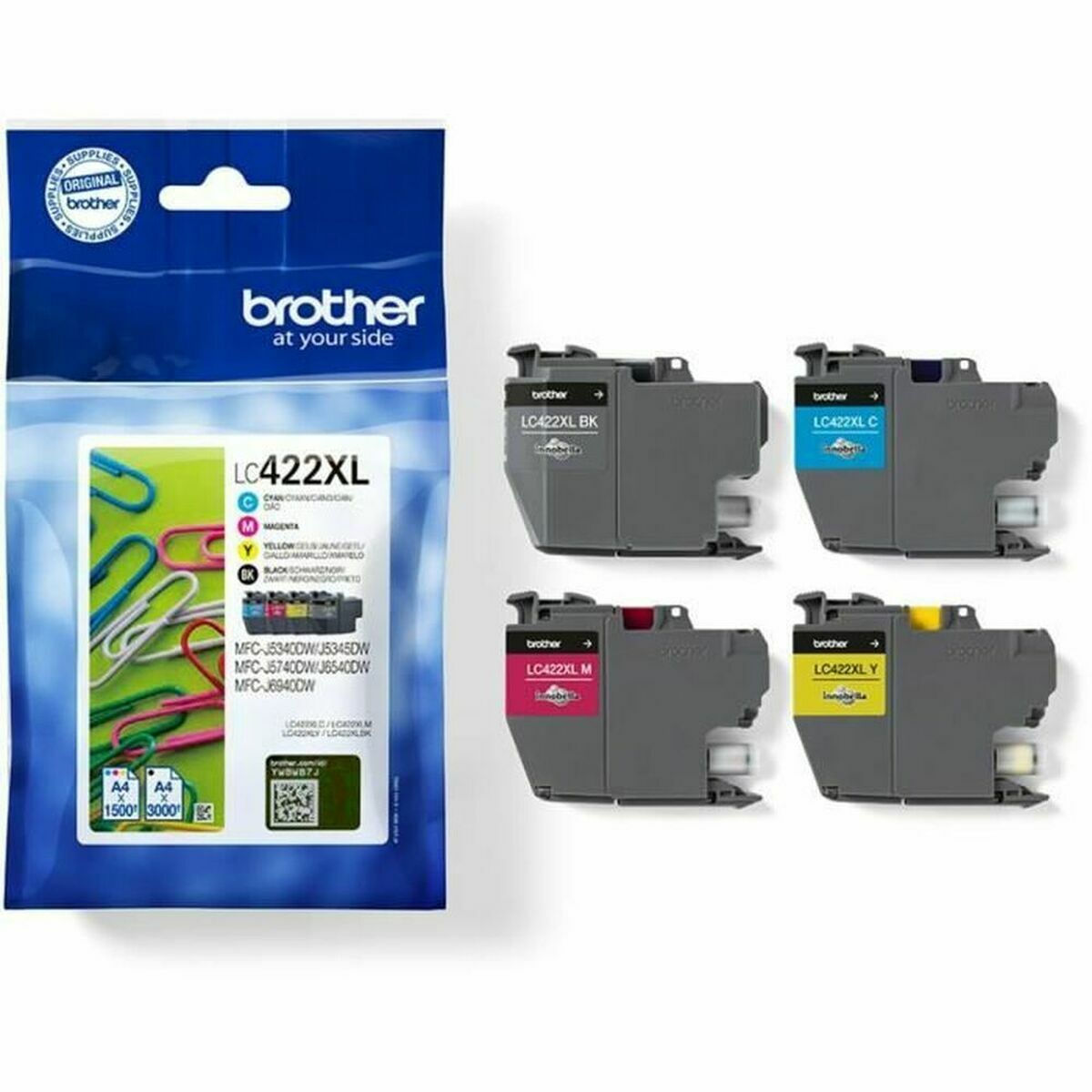 Original Tintenpatrone Brother LC422XLVAL Bunt Schwarz/Zyanblau/Magenta/Gelb
