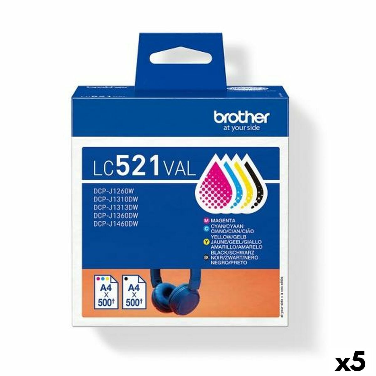Original Tintenpatrone Brother LC521VAL Gelb Blau Schwarz Magenta (5 Stück)