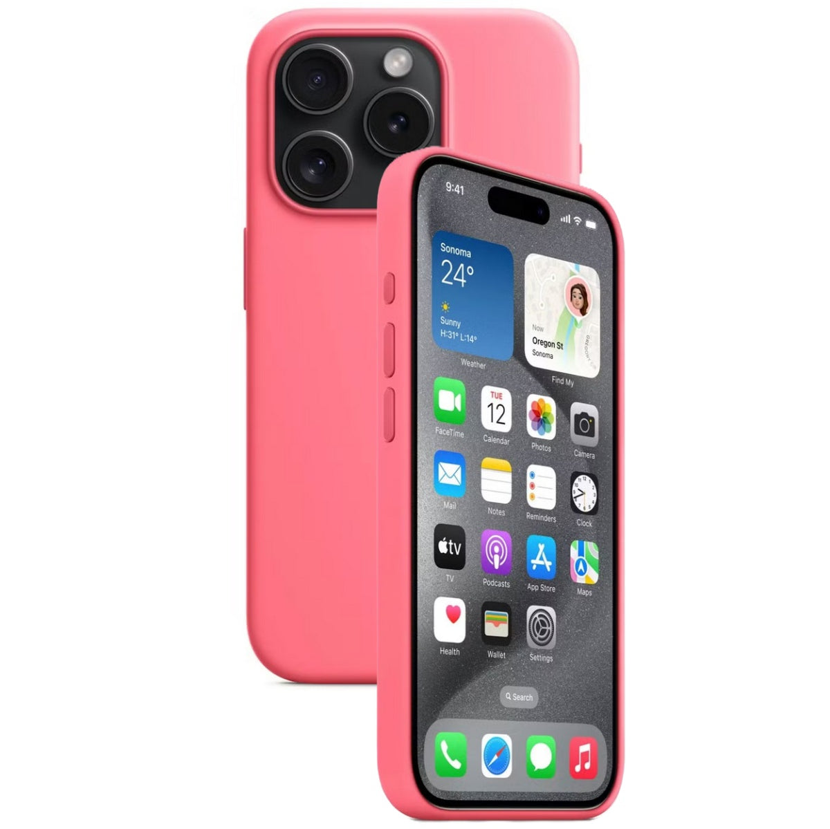 Silikon Tasche Case für Apple iPhone 15 Pro Hell Rosa Hülle - MagSafe Model A3126 #MPTL3FE/A