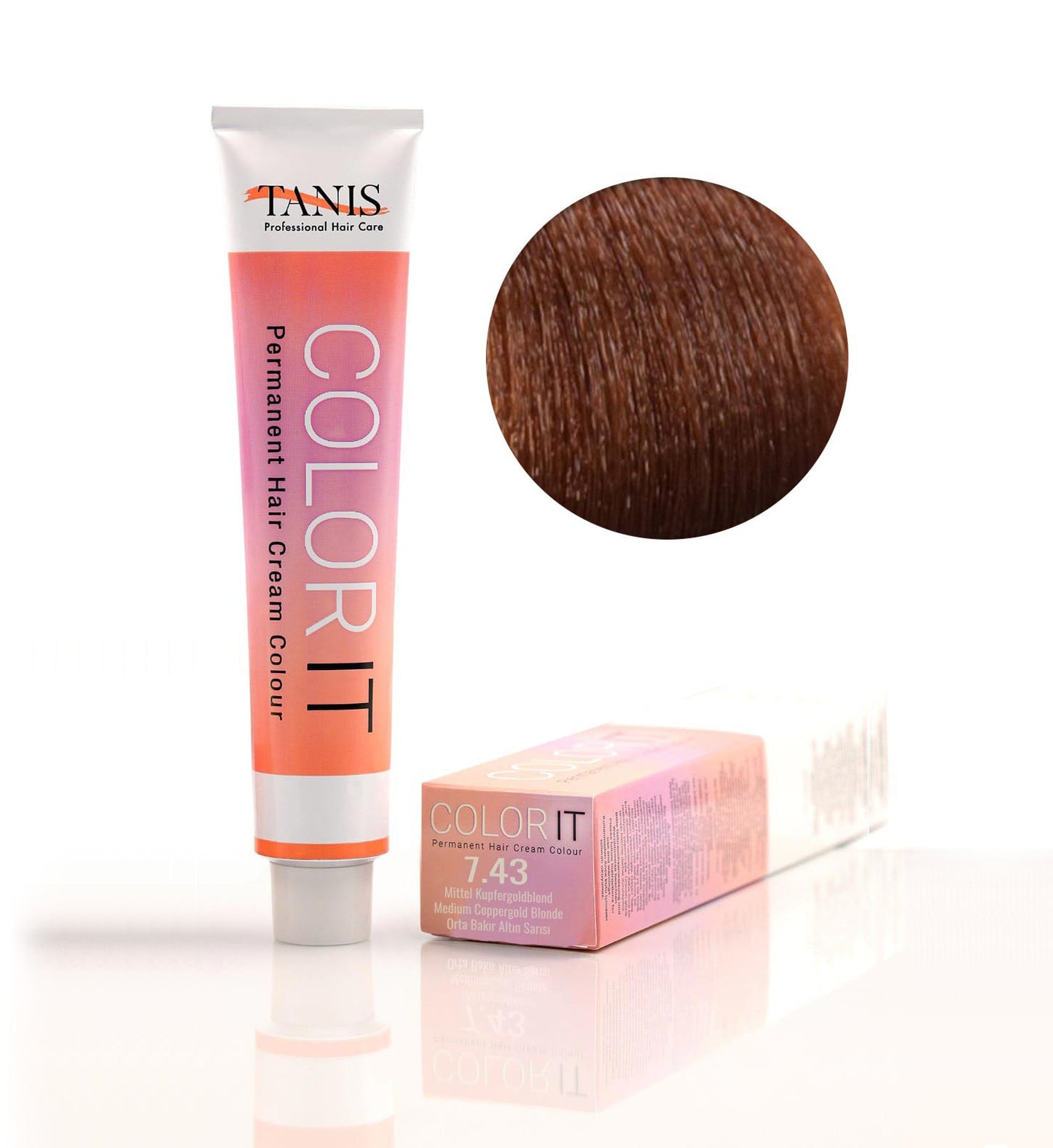 Permanente Haarfarbe COLOR-IT 7.43 Mittelkupfergoldblond