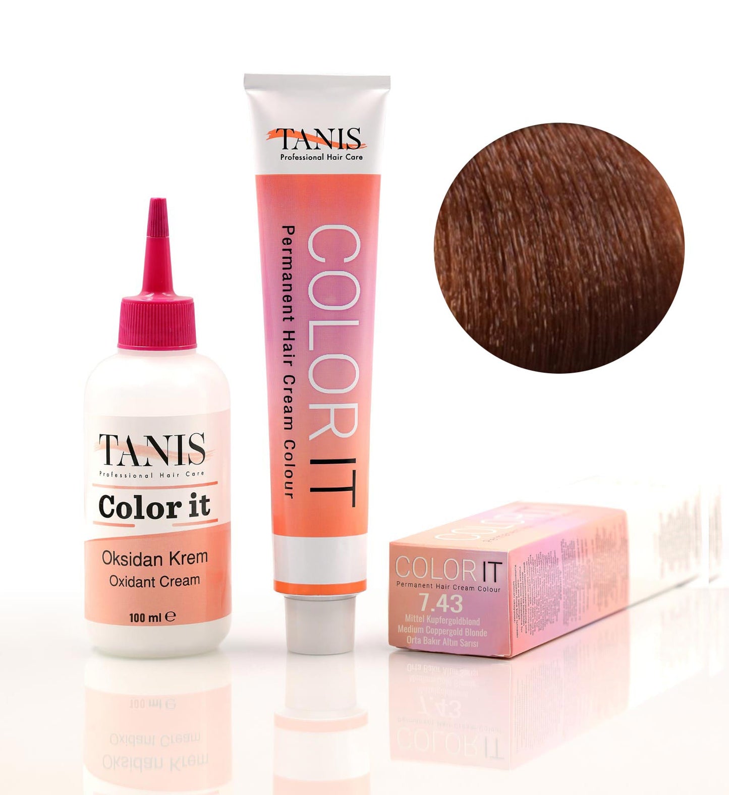 Permanente Haarfarbe COLOR-IT 7.43 Mittel Kupfergoldblond