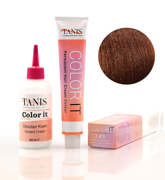 Permanente Haarfarbe COLOR-IT 7.43 Mittel Kupfergoldblond