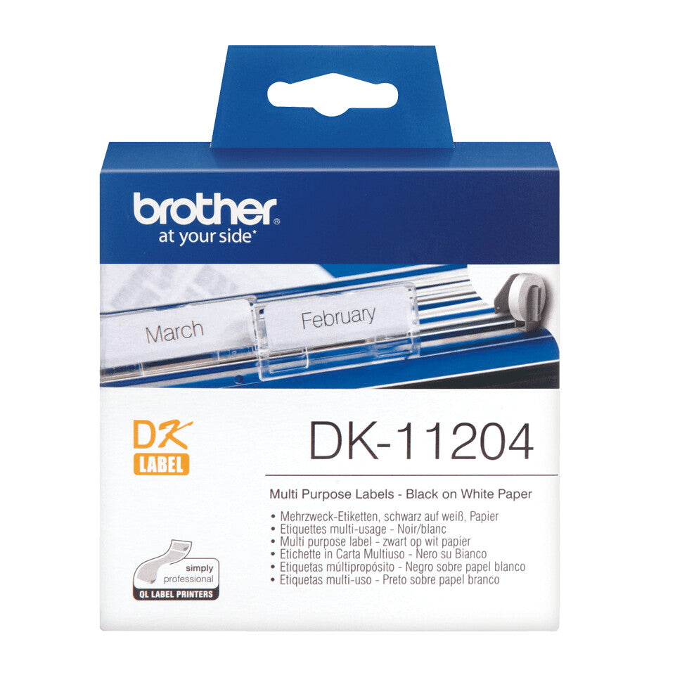 Brother DK-11204 etikett-tejp Svart på vitt
