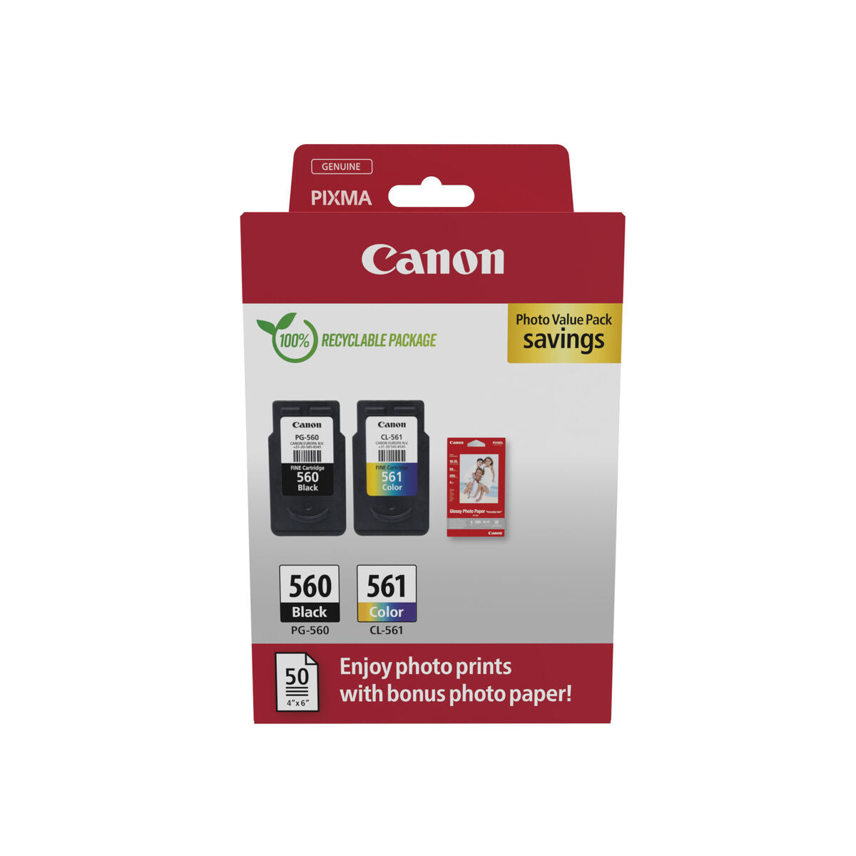 Original Tintenpatrone Canon PG-560 Noir + CL-561 Couleur Bunt