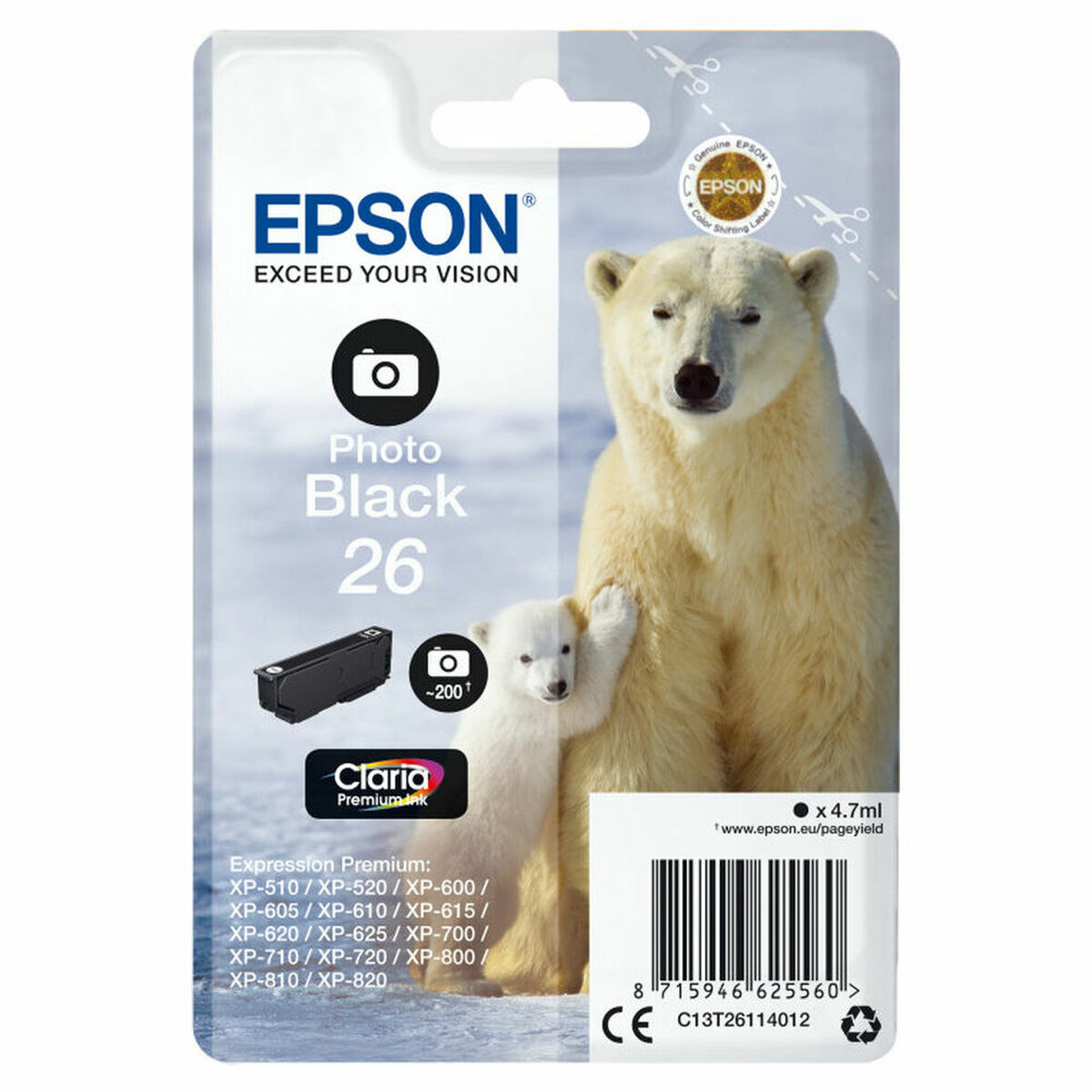 Original Tintenpatrone Epson T2611 Schwarz