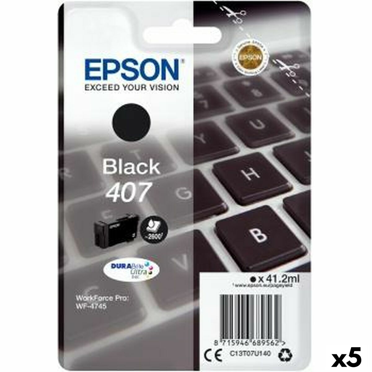 Original Tintenpatrone Epson Nº 407 Schwarz (5 Stück)