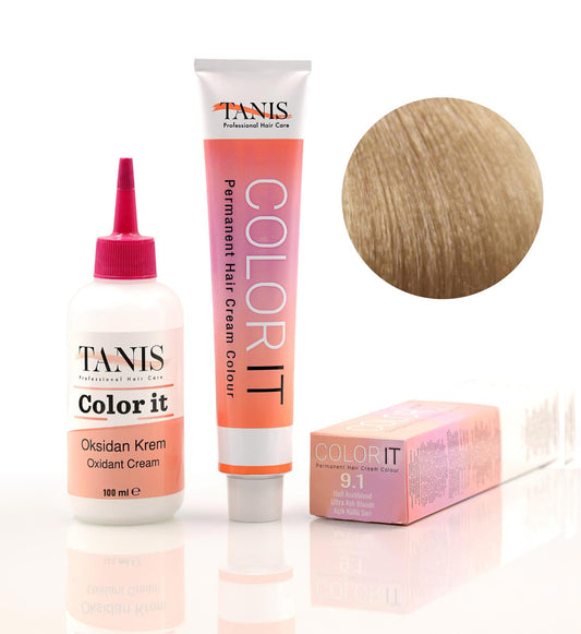 Permanente Haarfarbe COLOR-IT 9.1 Hell Aschblond