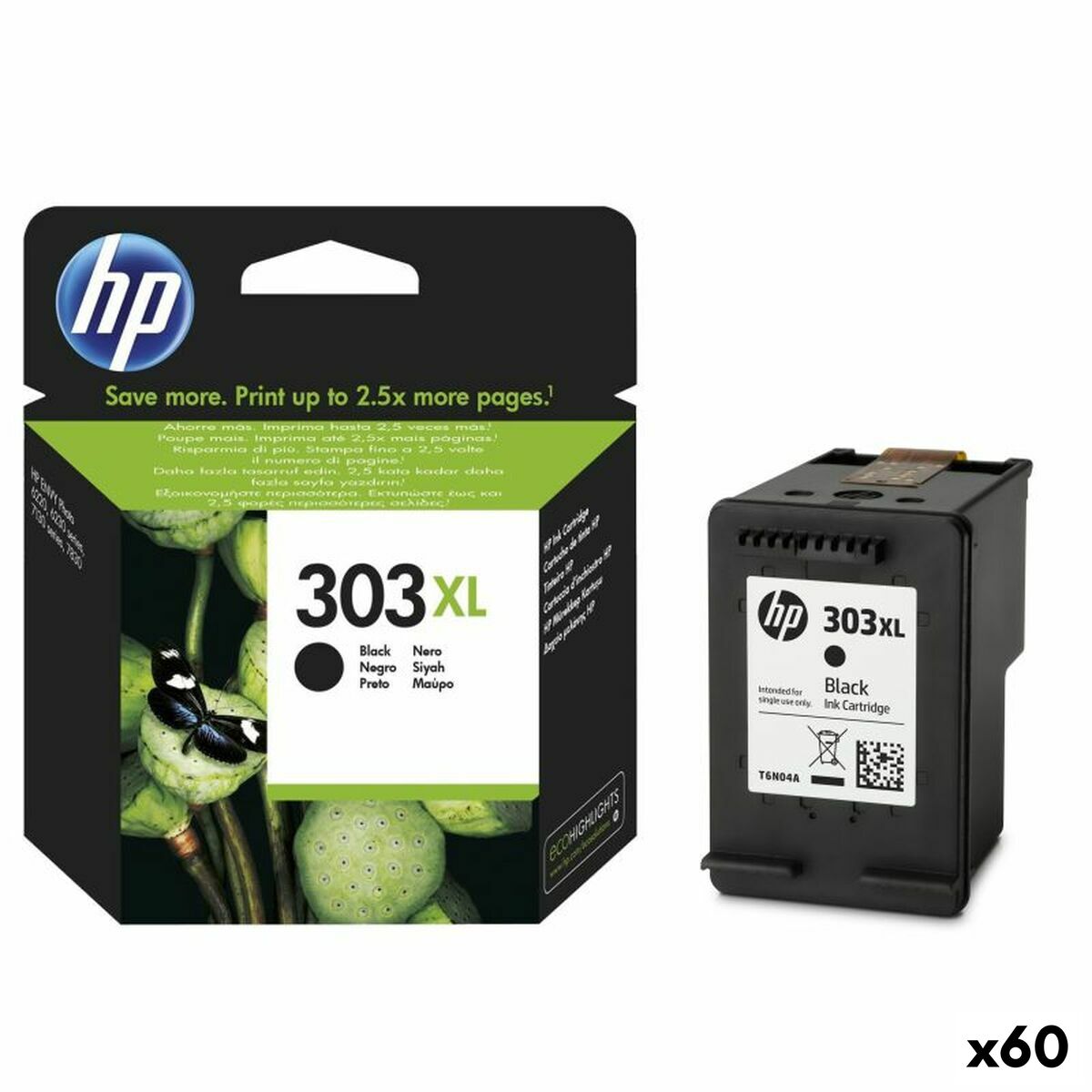 Original Tintenpatrone HP Nº 303XL Schwarz (60 Stück)