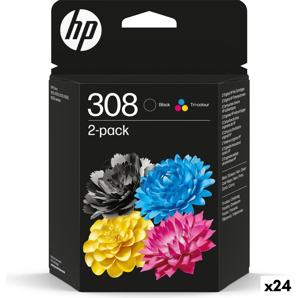 Original Tintenpatrone HP Nº 308 Gelb Blau Schwarz Magenta (24 Stück)