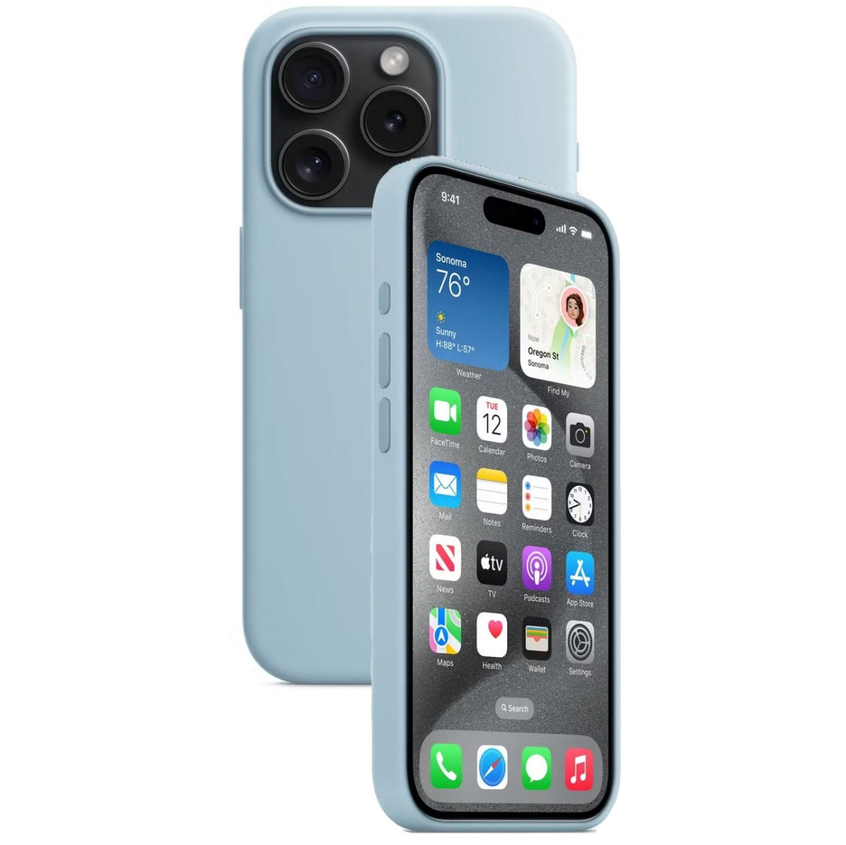 Silikon Tasche Case für Apple iPhone 15 Pro Max Hellblau, Light Blue MagSafe Model A3126 #MWNR3FE/A